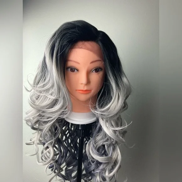 Black Grey Lace Front Wigs
